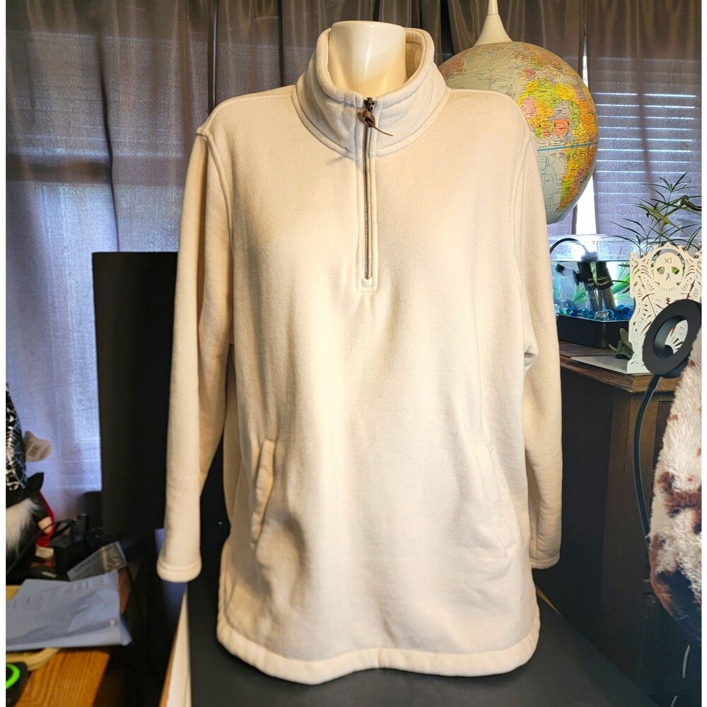 32 Degrees Heat 1/4 Zip Fleece Pullover Sweatshirt 2XL Beige Mock Neck